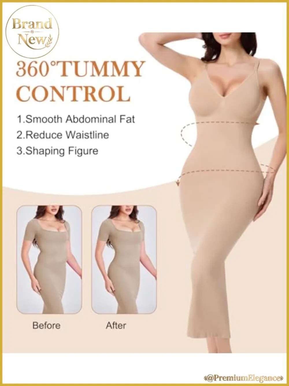 Tummy Control Shapewear Slip Dress for Women Seamless Full Body Shaper